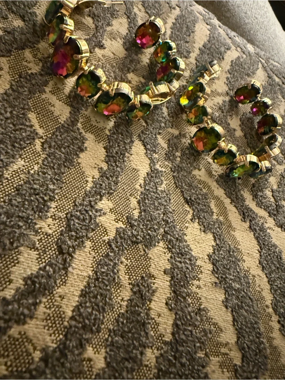 Gold Hoop Earrings with Multicolor Crystal Accents